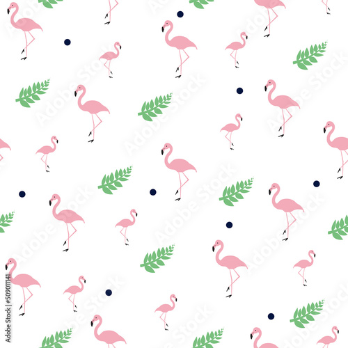 paradise exotic tropical trendy Flamingo and pineapple Pattern