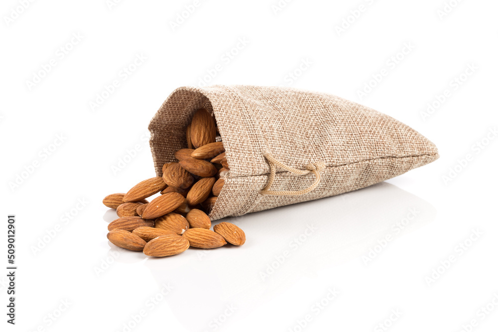 Almonds on a white background Almonds on a white background