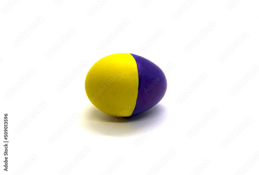 Egg egg blue-yellow on a white background