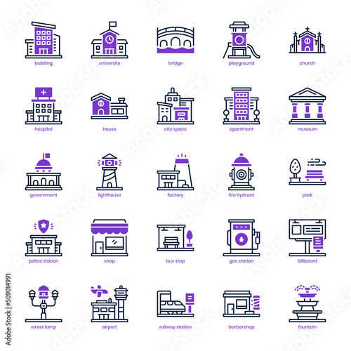 City Element icon pack for your website design, logo, app, UI. City Element icon mix line and solid design. Vector graphics illustration and editable stroke.