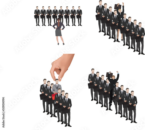 distinct people are chosen and hired