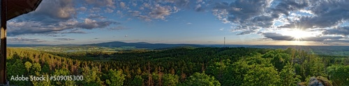 Sonnenuntergang auf dem Waldstein mit Blick zum Ochsenkopf, Schneeberg und nach Weißenstadt