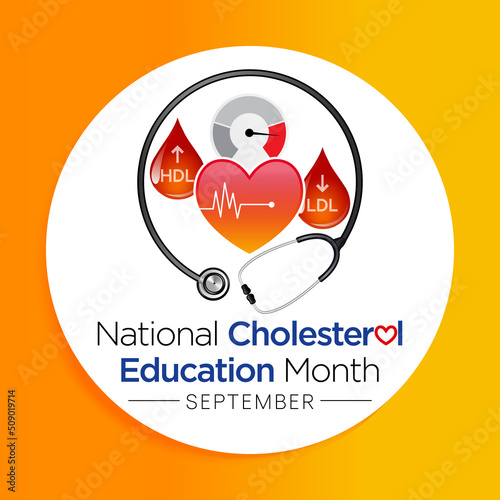 National Cholesterol Education month is observed every year during September, to raise awareness about cardiovascular disease, cholesterol, and stroke. Vector illustration