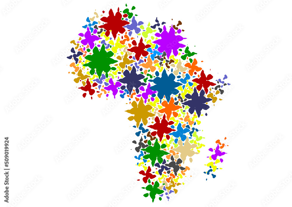 African continent map created with colored spots African continent map created with colored spots
