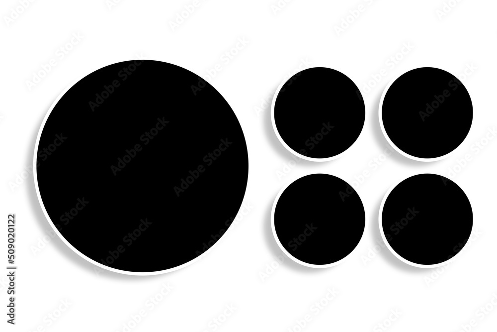 5 Circle picture frames in black & white color with clean circular borders & a creative layout. Used as a photo collage template to place your album pictures or photographs collection in an old style. 5 Circle picture frames in black & white color with clean circular borders & a creative layout. Used as a photo collage template to place your album pictures or photographs collection in an old style.