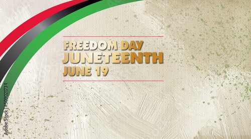 Juneteenth Freedom Day abstract graphic background with Red black and green ribbons photo