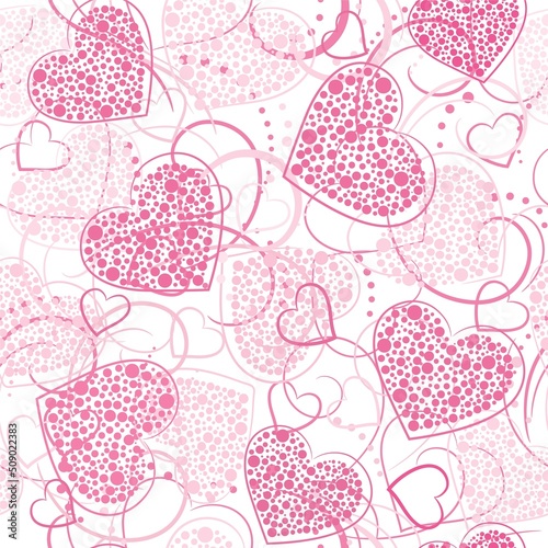 seamless pink background with hearts. Vector Valentines pattern