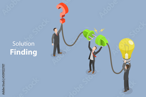 3D Isometric Flat Vector Conceptual Illustration of Solution Finding, Problem Solving Skills