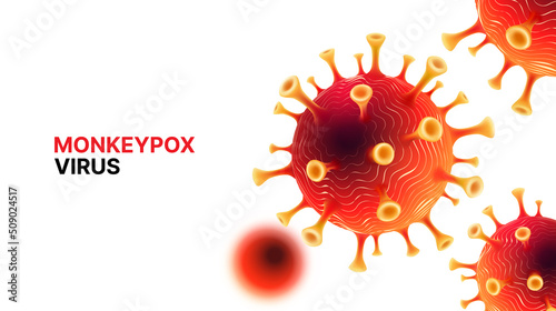 Monkeypox virus disease infection medical. Monkey Pox virus outbreak pandemic background with typography and copy space, vector illustration