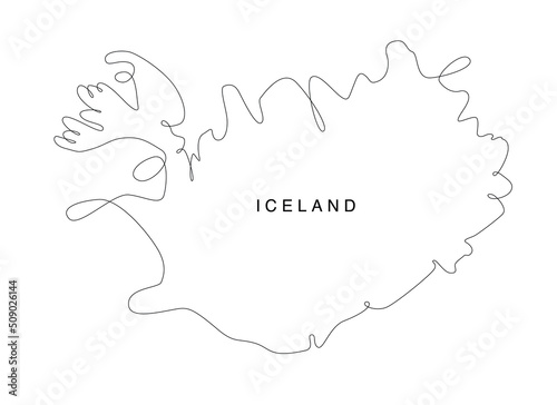Line art Iceland map. continuous line europe map. vector illustration. single outline.
