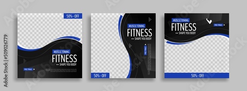 Creative Fitness sosial media post template easy use vector