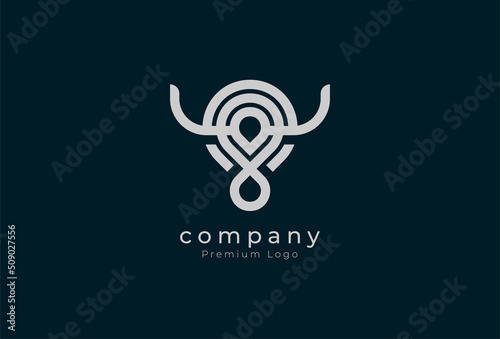 Buffalo Logo, minimalist buffalo head with infinity icon combination, vector illustration