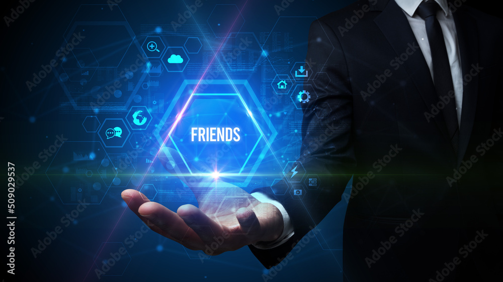 Man hand holding social inscription Man hand holding social inscription