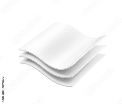Three wavy layers with realistic shadows. Vector illustration isolated on white background. Template for your product. EPS10.	