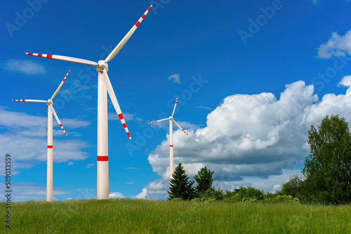 Wind power plant. Three win...