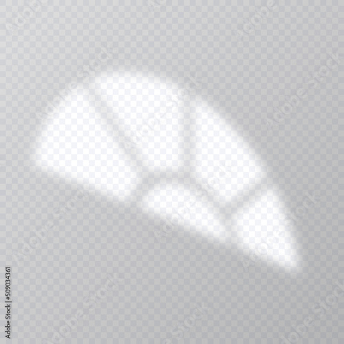 Shadow overlay effect. Soft light and shadows from window. Realistic vector Mockup of transparent shadow overlay effect and natural lightning in room interior.