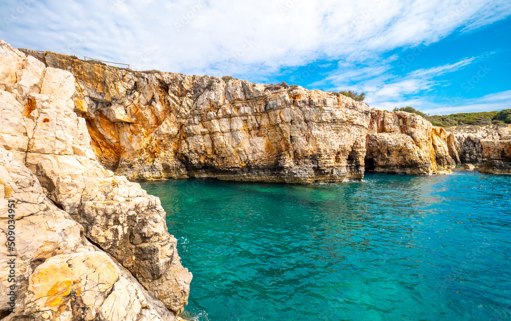 Fototapeta premium Beautiful coastline at Premature peninsula, Croatia, in summer