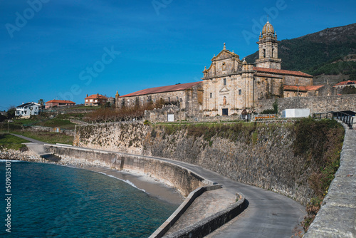The Oia Monastery near the Atlantic ocean, Galicia, Spain.