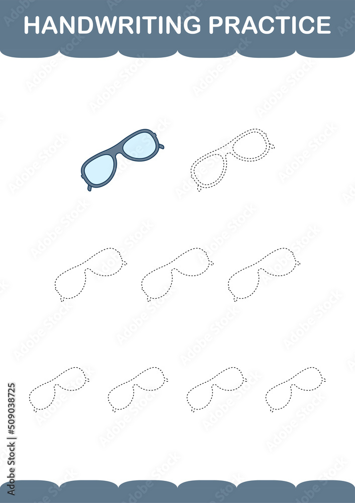 Handwriting practice with Glasses. Worksheet for kids Handwriting practice with Glasses. Worksheet for kids