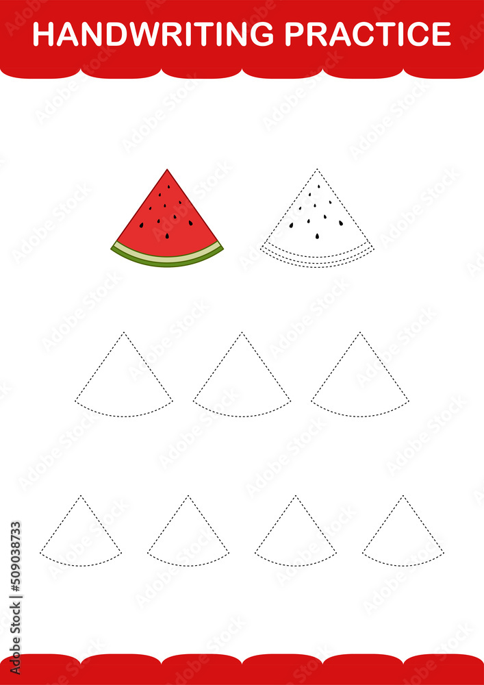 Handwriting practice with Watermelon. Worksheet for kids Handwriting practice with Watermelon. Worksheet for kids