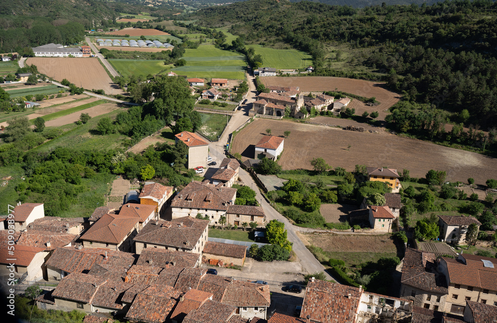 Obraz premium aerial view of the medieval town of Frias in Castilla, Spain