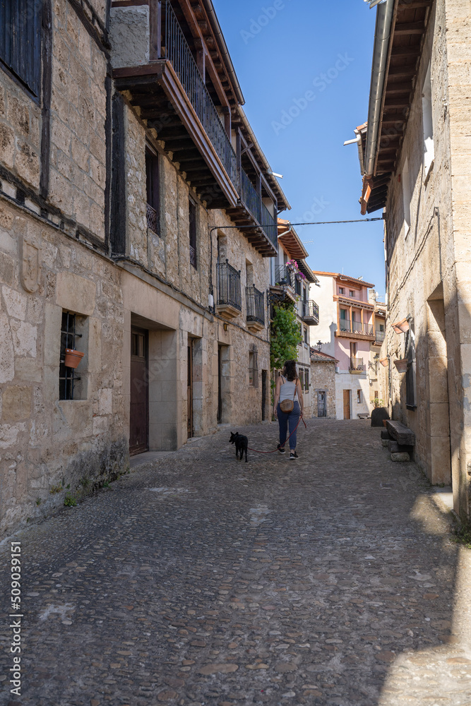 old streets in the medieval town of Frías in Castilla, Spain