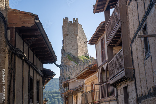 streets of old medieval village of frias and its castle in castilla, spain photo