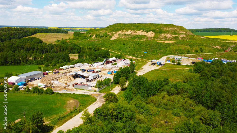 Fototapeta premium Aerial view of the waste processing plant. Recycling