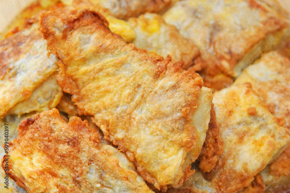 Fried fish - fiskcakes coated in breadcrumbs Fried fish - fiskcakes coated in breadcrumbs