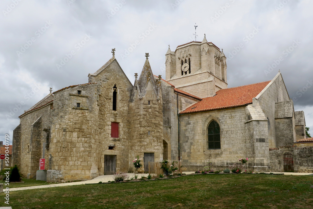 Medieval church of Les Magnils-Reigniers, Vendée, France.