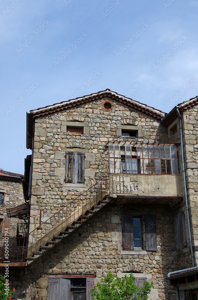 Houses in the medieval village of Desaignes in Ardeche in France, Europe Houses in the medieval village of Desaignes in Ardeche in France, Europe