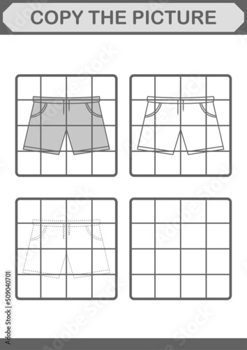 Copy the picture with Shorts. Worksheet for kids