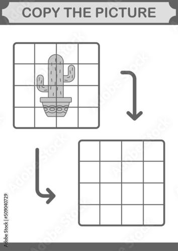 Copy the picture with Cactus. Worksheet for kids