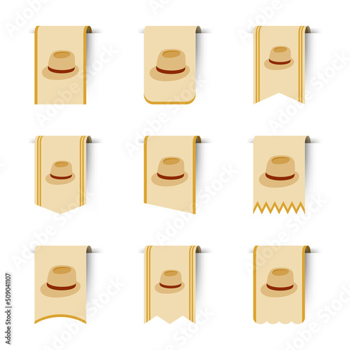 Set of colored bookmarks with Fedora Hat