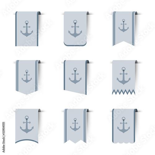 Set of colored bookmarks with Anchor