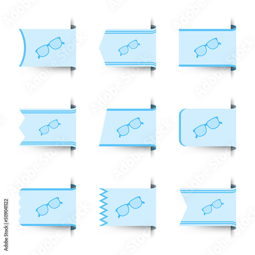 Set of colored bookmarks with Glasses