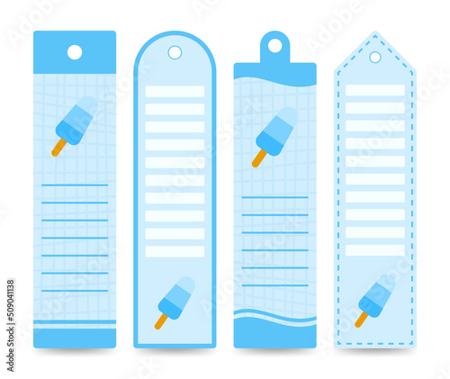 Set of colored bookmarks with Ice Cream