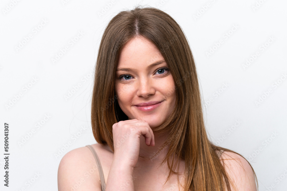 Young caucasian woman isolated on white background . Portrait Young caucasian woman isolated on white background . Portrait