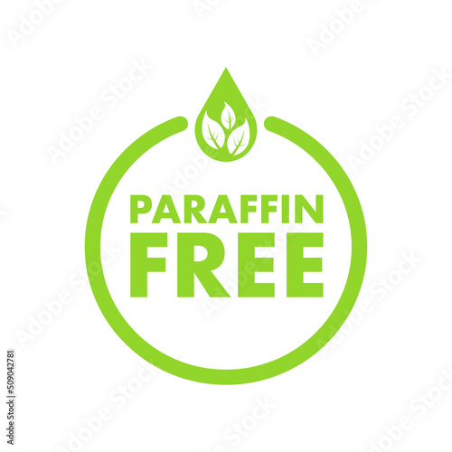 Icon with paraffin free. Paraffin free. Green logo