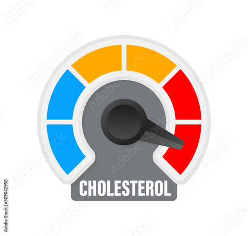 Cartoon icon with cholesterol level. Illustration vector graphic..