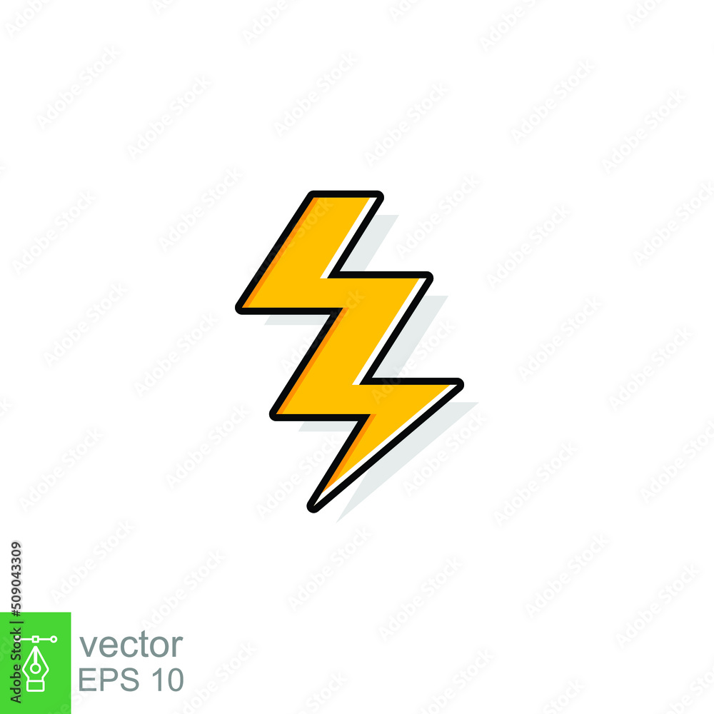 Thunder and bolt lighting flash icon. Flat style on white background. Vector illustration isolated. EPS 10. Thunder and bolt lighting flash icon. Flat style on white background. Vector illustration isolated. EPS 10.