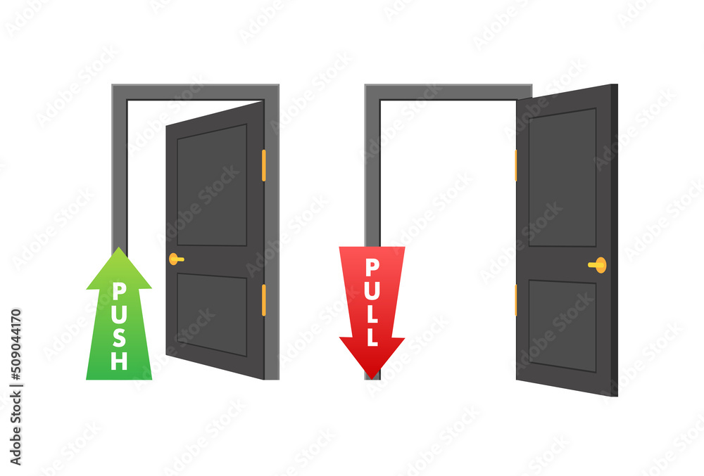 Pull push in flat style on white background. Vector design Pull push in flat style on white background. Vector design