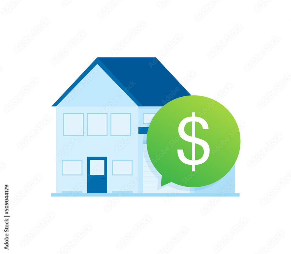 Real estate appraisal. Modern flat blue icon. Business concept Real estate appraisal. Modern flat blue icon. Business concept