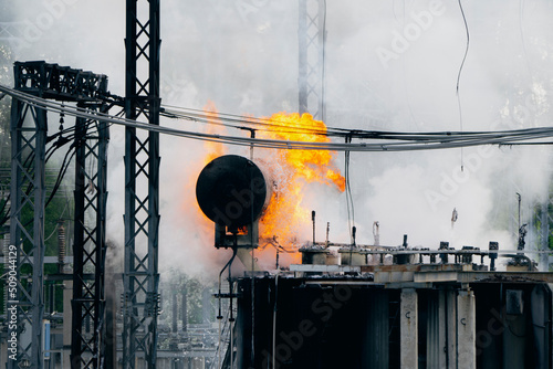Fire on electrical substation