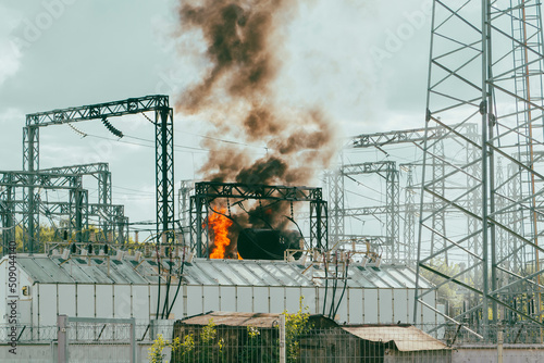 Fire on electrical substation