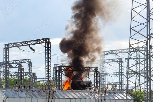 Fire on electrical substation