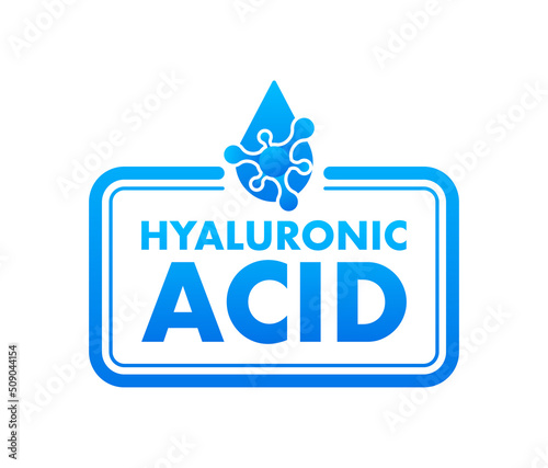Hyaluronic acid in abstract style on blue background. Medical infographic.