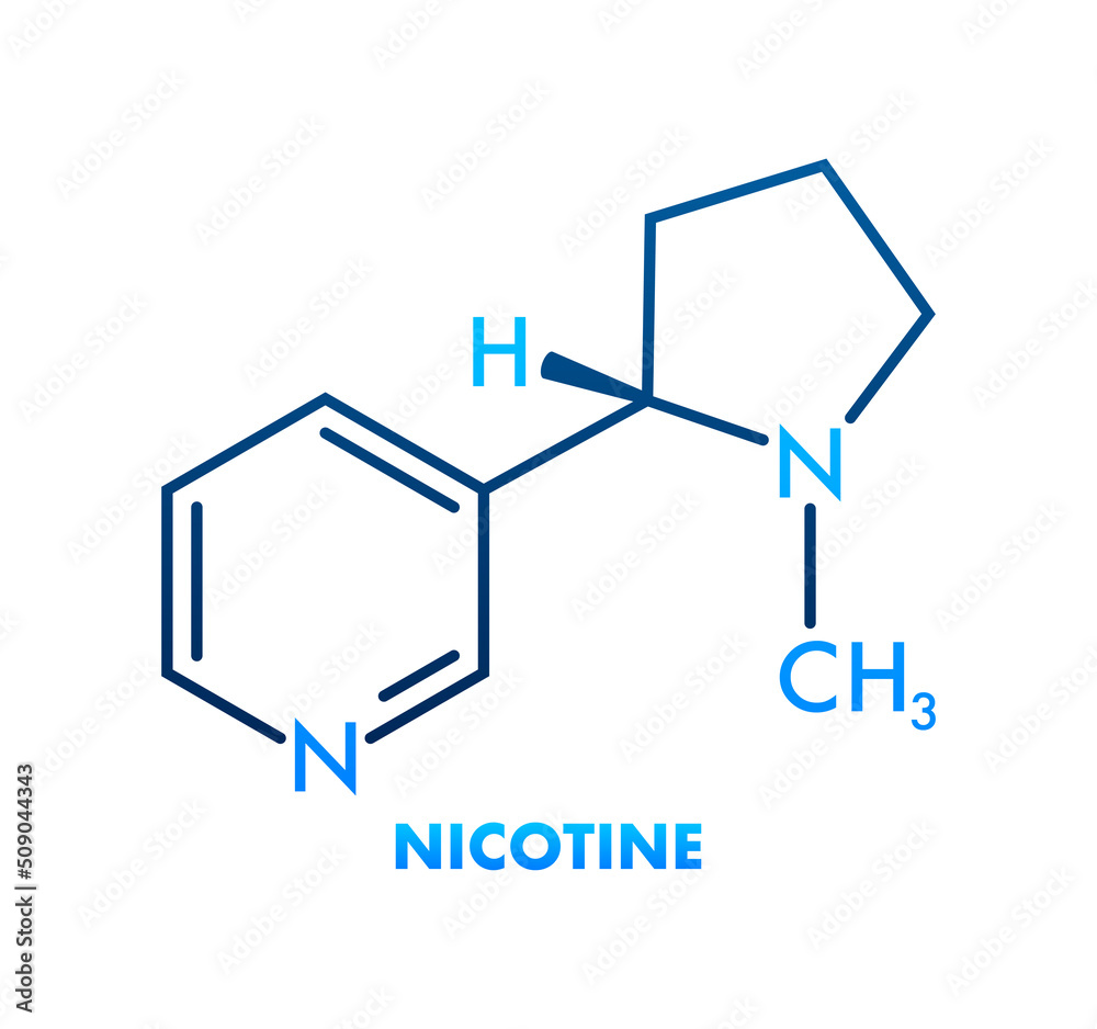 Nicotine tobacco stimulant molecule. Flat vector icon Nicotine tobacco stimulant molecule. Flat vector icon