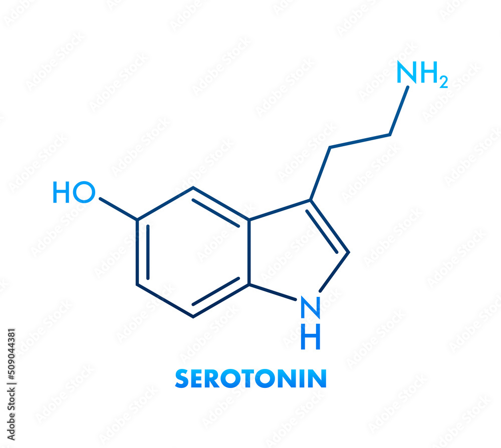 Vector graphic. Serotonin editable stroke outline icon isolated on white background Vector graphic. Serotonin editable stroke outline icon isolated on white background