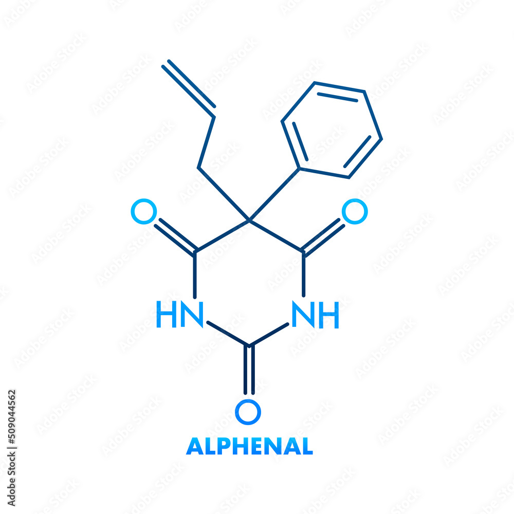 Alphenal formula. Alphenal chemical molecular structure. Vector illustration Alphenal formula. Alphenal chemical molecular structure. Vector illustration
